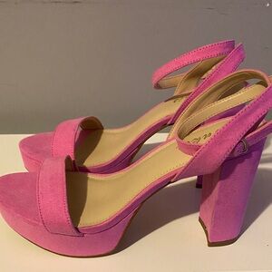 Vibrant hot Pink Ankle Strap Heels